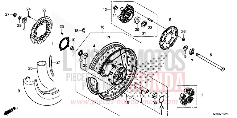 HINTERRAD (1) von Africa Twin Mechanik GRAND PRIX RED (R380B) von 2020
